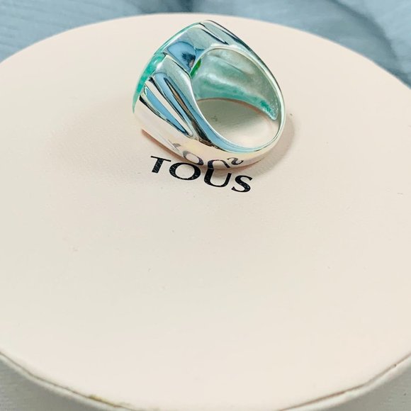 TOUS Ring Silver Green Color ring with Amazonita Women Jewelry 56# - Picture 8 of 10